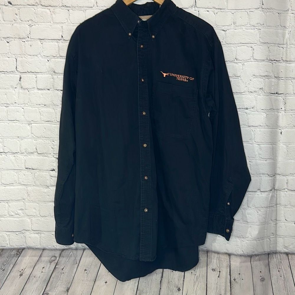 Boa By Blue Dolphin Designs Mens L Black Button Down‎ Shirt University Of Texas